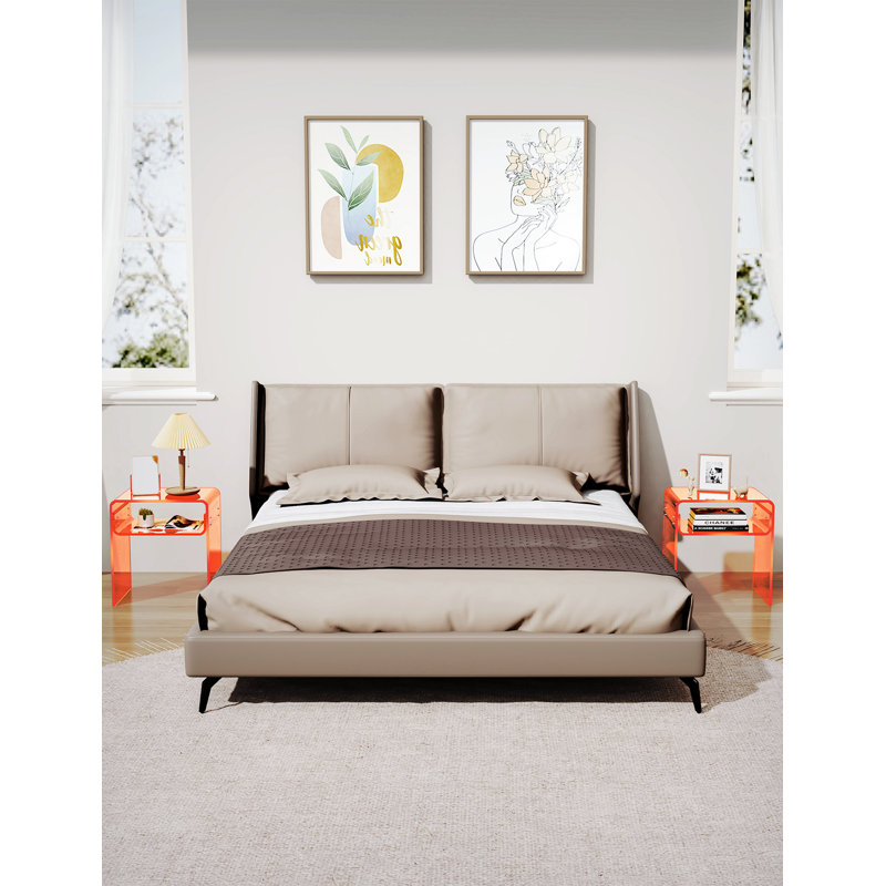 Table de chevet, table de salon ou table de chevet en acrylique (ensemble de 2), Orange, 2