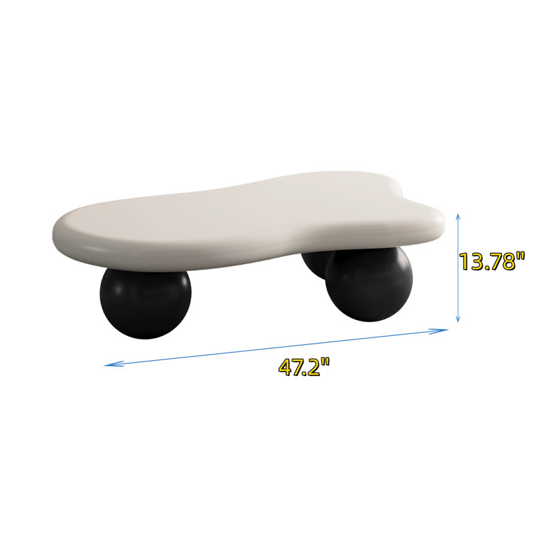 47-inch Cloud-shaped Coffee Table, White Top/Black Base