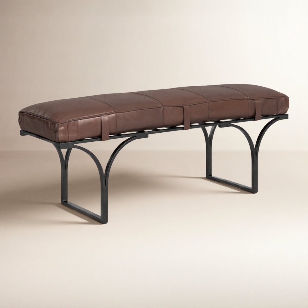 Magnolia Bench, Cocoa Genuine Leather