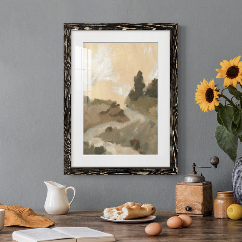 Hillside Walking Path I - peinture encadrée, Cadre noir, H 43,5 po x l 31,5 po x P 1 po