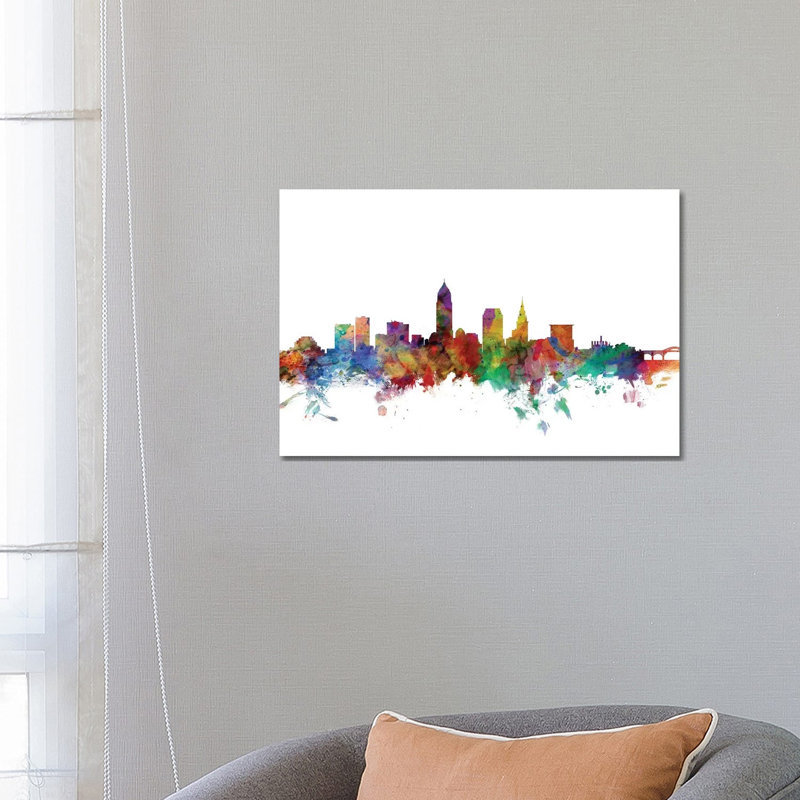 Cleveland, Ohio Skyline by Michael Tompsett - 1 Piece Wrapped Canvas Wall Art, 66.04 cm H x 45.72 cm W x 3.175 cm D