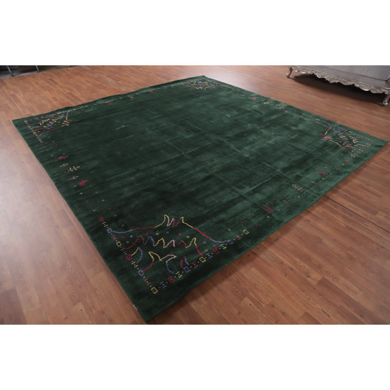 Tapis vert Gabbeh 1 x 1