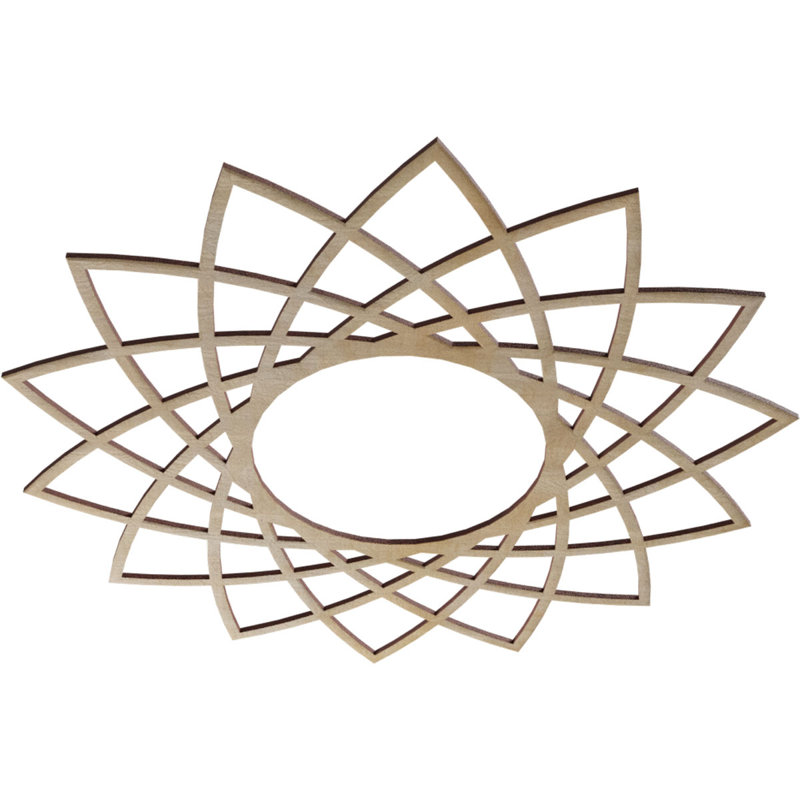 Médaillon de plafond en bois ajouré 30 po x P 11,5 po x P 1,5 po, H 26 po x l 26 po x P 0,38 po, Bouleau