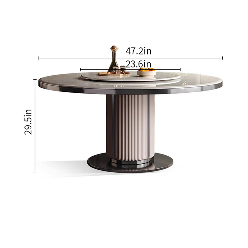Tables de salle à manger légères en marbre naturel clair, H 29,5 po x L 47,2 po x l 47,2 po