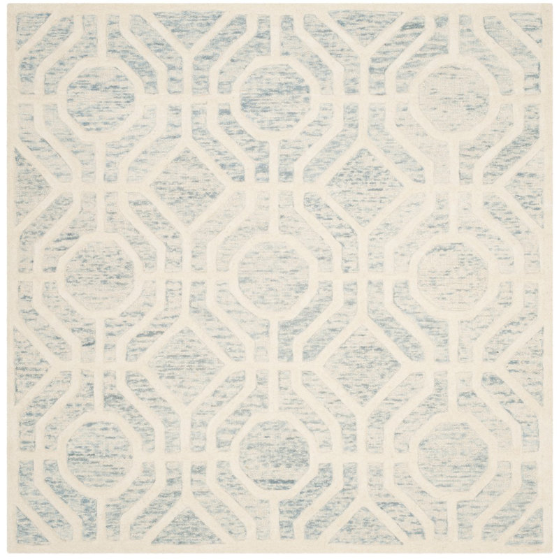Deedgra Hand Tufted Wool Geometric Rug, Square 6'