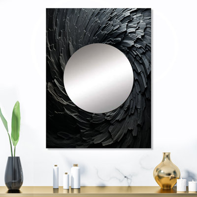 Saffira Black Spiraling fractal sprial - Abstract Spirals Large Wall Mirror, Modern Unique Mirror, Printed Metal Art