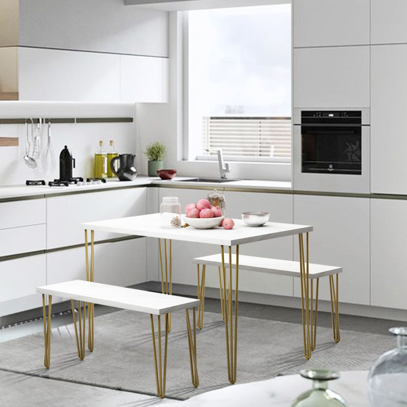 Ensemble repas pour quatre personnes, Blanc, Or