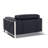 Black Genuine Leather Chair with Adjustable Headrests-50816706