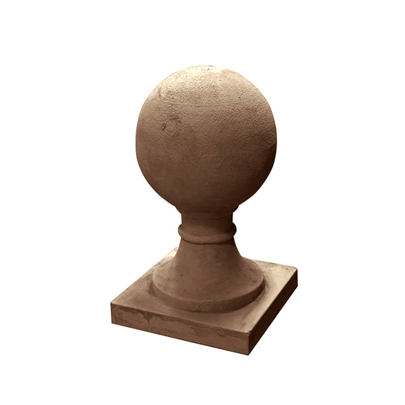 Small Sphere Square Base Finial Statue, Brownstone
