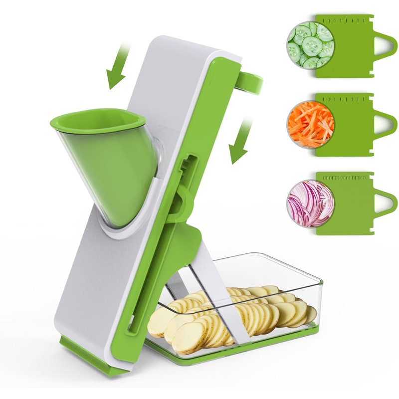 Mandoline sécuritaire pour la cuisine, trancheuse à légumes, Blanc / Vert