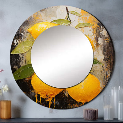 Lemon Loops Abstract Shapes I - Abstract Shapes Round Mirror Wall Decor