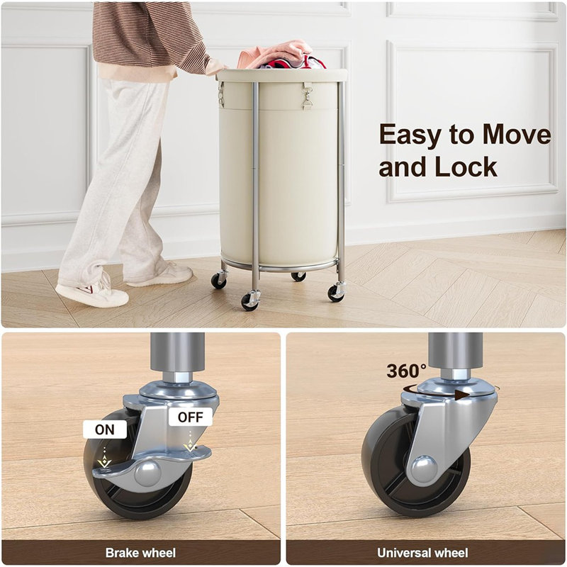 Laundry Hamper With Wheels, 110L Rolling Laundry Basket, ...