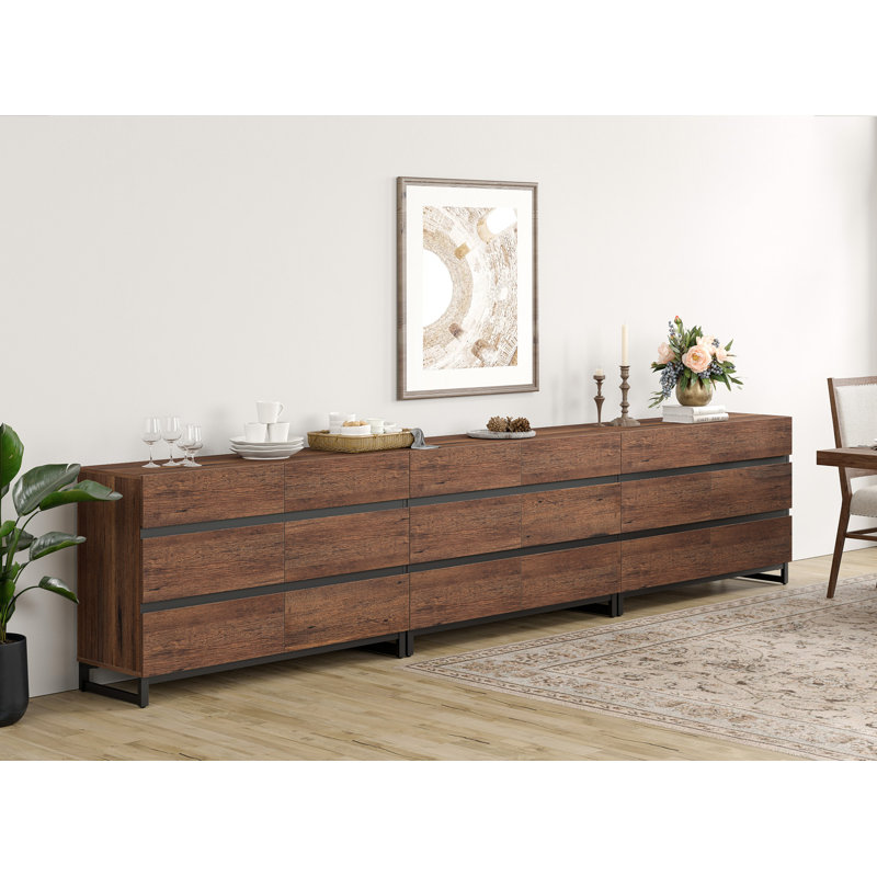 Multifunctional Buffet Sideboards, 3 In 1 Modern Sideboard With 18 Drawers And Metal Base, Storage Cabinet For Kitchen, Coffee Bar Cabinet