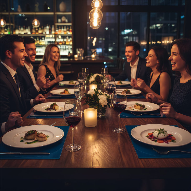 Harbour Housewares - Glass Placemats , Hague Blue