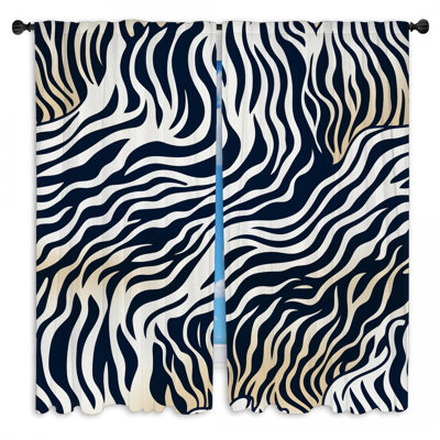 Zebra Window Curtains  Animal Art Deco Drapes - 2 Panels