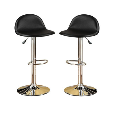 Metal Frame Adjustable Stool In Black With Faux Leather Padding And Base Modern Bar