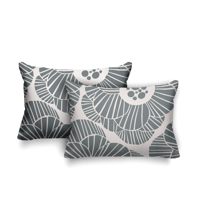 Abstract Outdoor Reversible Throw Pillow, Gray
