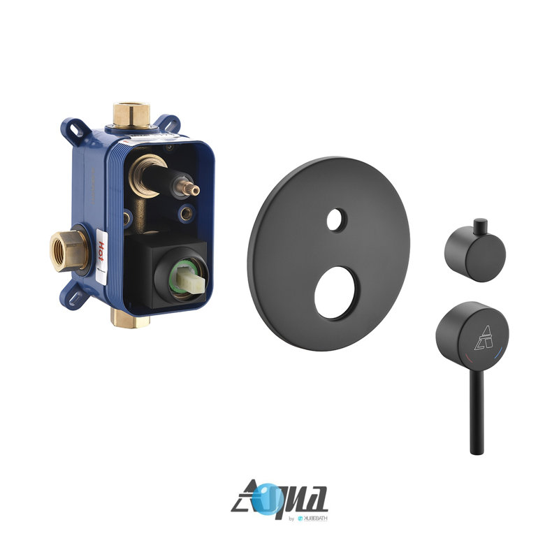 Système de douche complet Rondo avec valve brute, Noir mat