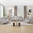 Modern 3 Piece Upholstered Living Room Set, Accent Chair, Loveseat, 3-Seater Mid-Century Sofa Set
