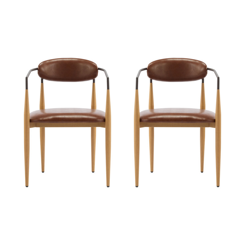 Nayalis Low Back Upholstered Dining Chairs, Maple/Coffee