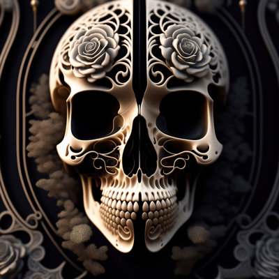 " Two Flowers Skull " by Stephen Chambers