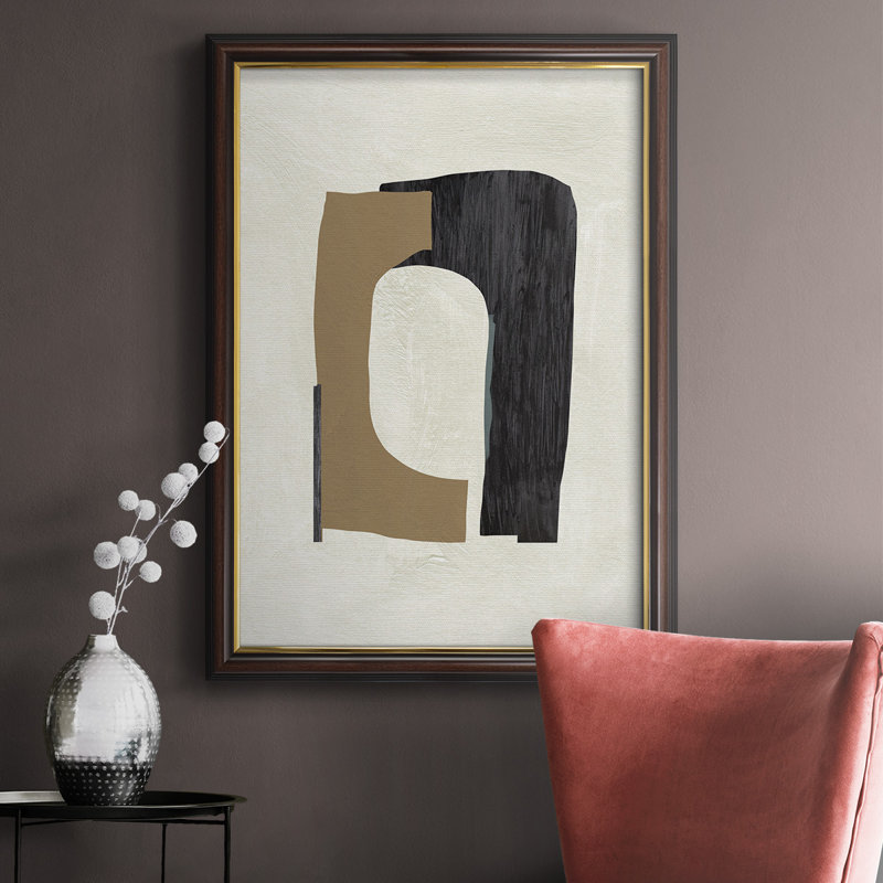 Carton découpé I, toile encadrée de qualité supérieure - prête à être accrochée, Papier avec cadre doré, Oui