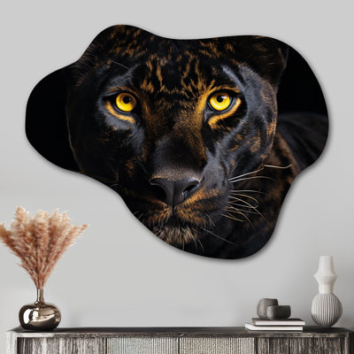 Black White Panther Majestic Panther - Asymmetrical Panther Metal Wall Decor, Cloud Metal Wall Sculpture Print