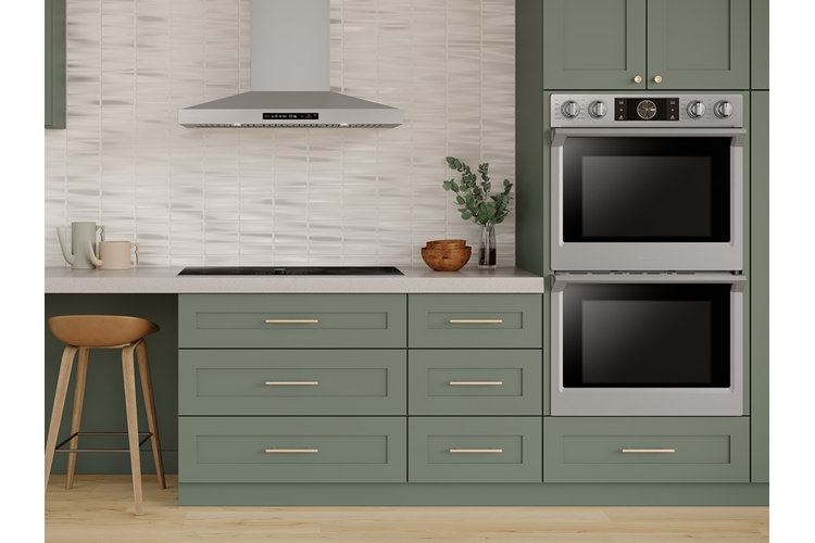 The best built-In microwave cabinet height - Green WIth Decor