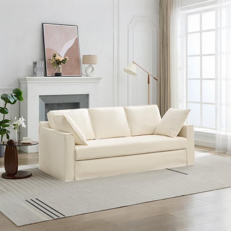 Canapé à accoudoirs larges de 84,6 po Kashanda, Beige clair