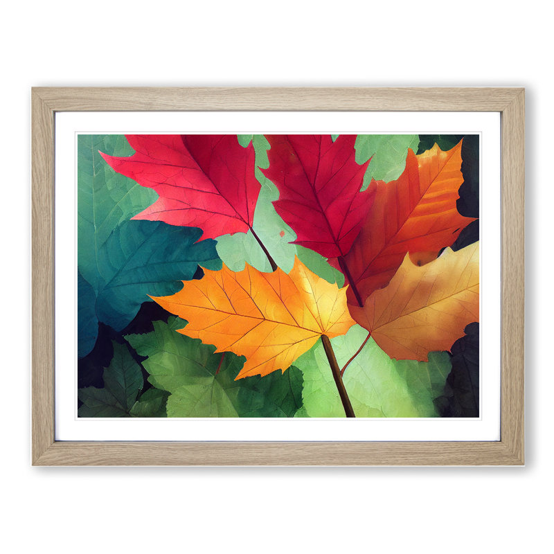 Contoured Autumn Leaf - Framed Print, 34cm H x 46cm W x 2cm D, Oak
