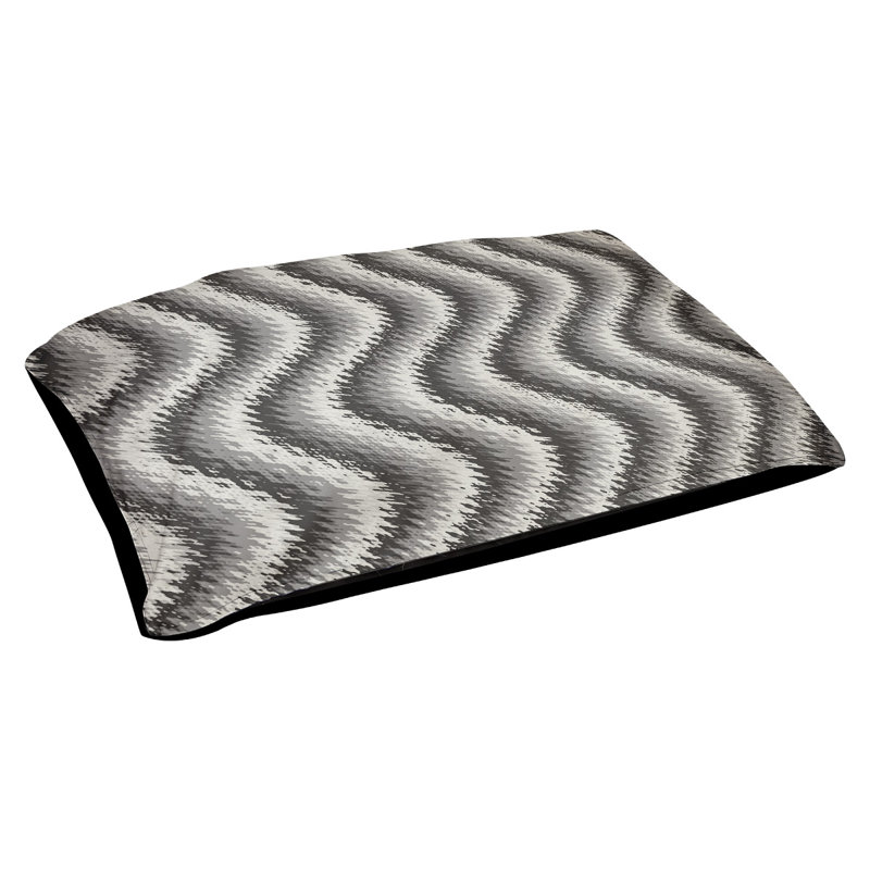 Oreiller pour chien à rayures ondulées pastel Campion, Très grand (l 52 po x P 42 po x H 17 po), Noir / Blanc / Gris