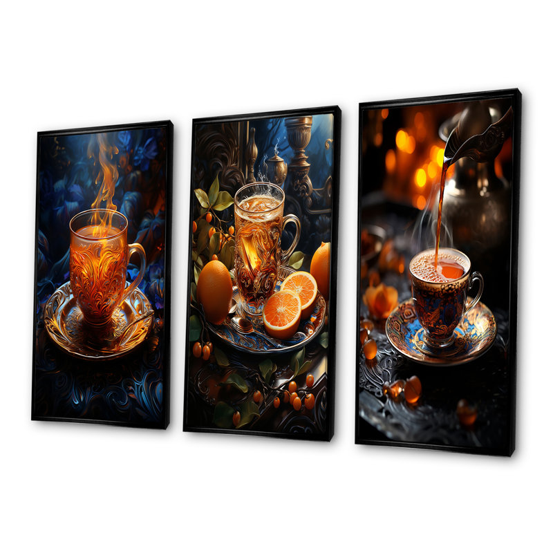 Café turc crépuscule, H 28 po x l 36 po, Cadre flottant noir