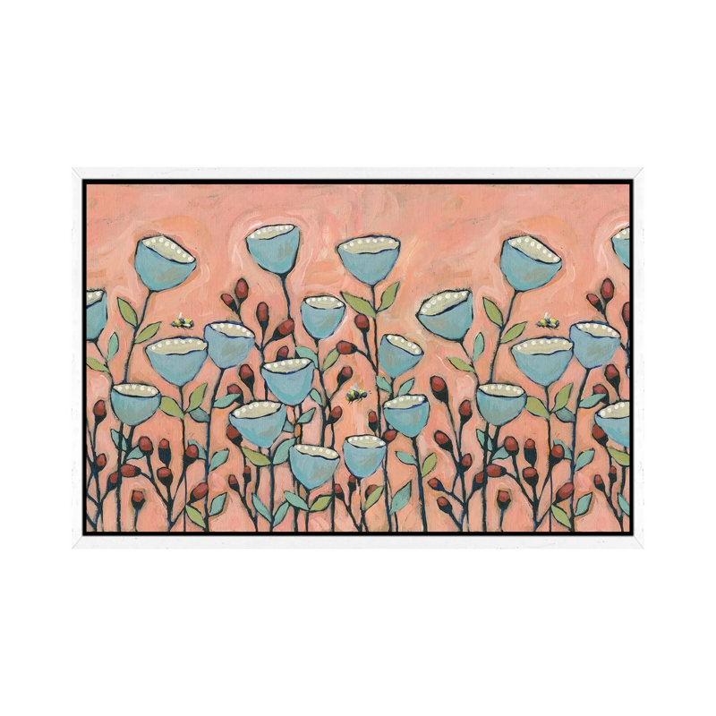 Floral XXVI by Teresa Kogut - Painting on Canvas, White Framed, 45.72cm H x 66.04cm W x 3.81cm D