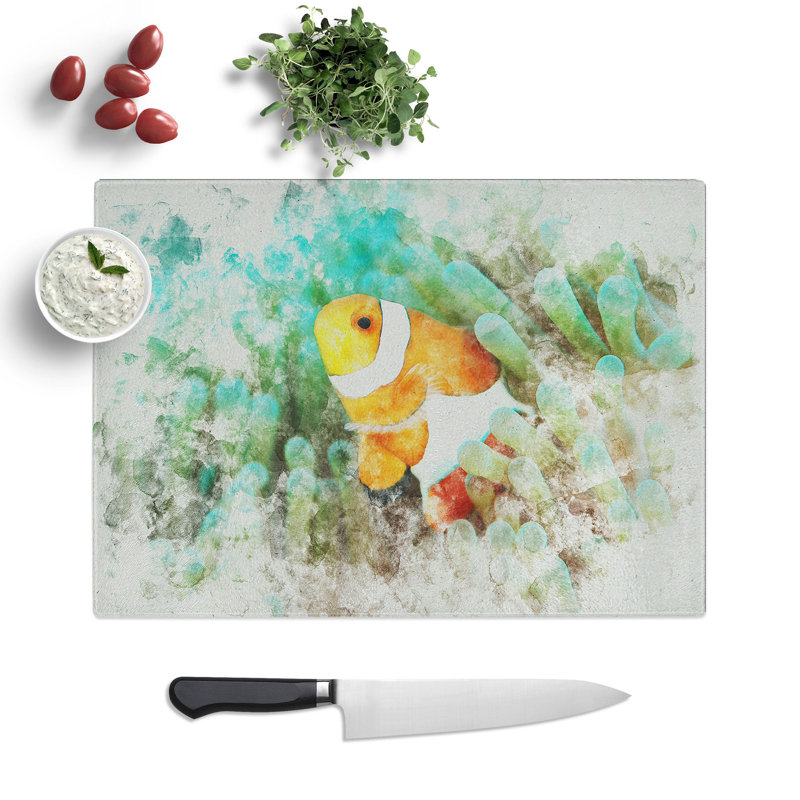 Clownfish Vol.1 Watercolour Chopping Board, 0.4cm H x 28.5cm W x 39cm L
