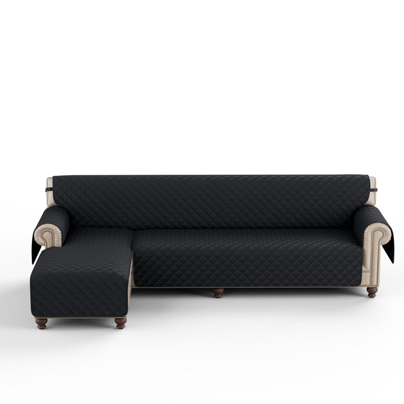 Housse pour canapé modulaire réversible, H 0,2 po x l 102 po x P 22 po, Microfibre noire
