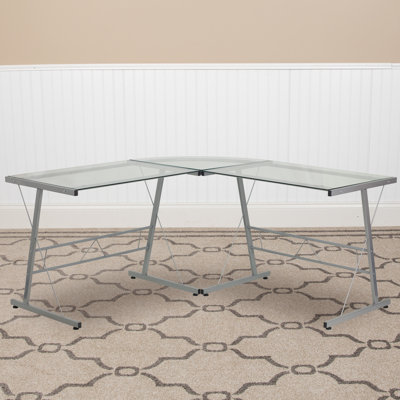 Peniste L-Shaped Computer Corner Glass Desk, Gaming Desk, Home Office Corner Desk by Inbox Zero
