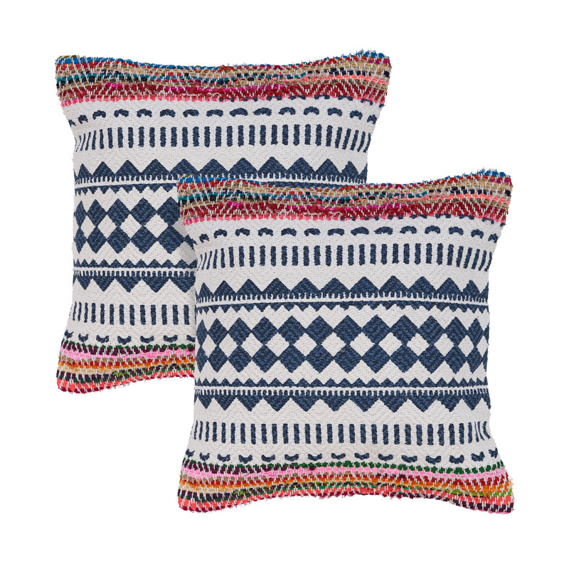 Boho Multicolor Striped Chindi Handmade Throw Pillow