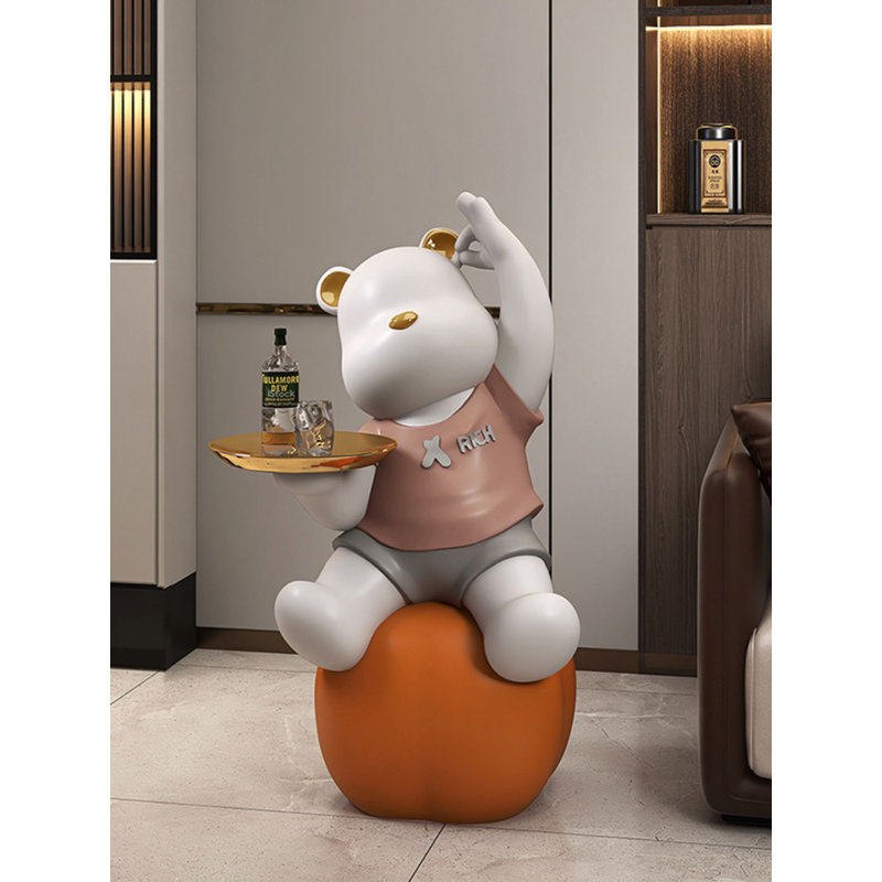 Lampe décorative légère sur pied en résine, Brun