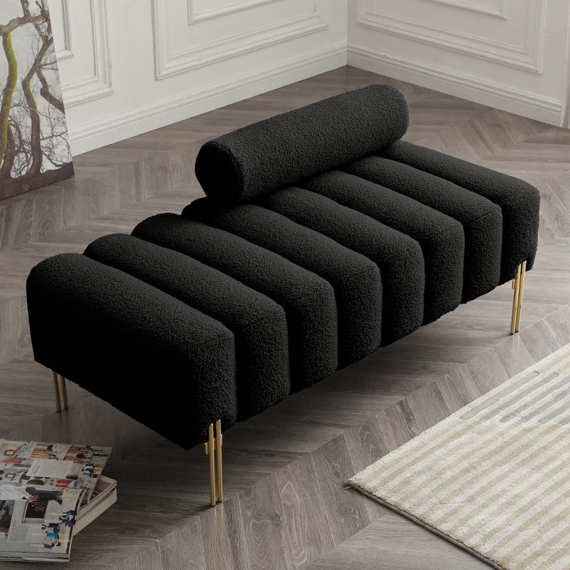Banc rembourré en similicuir Tava, Noir