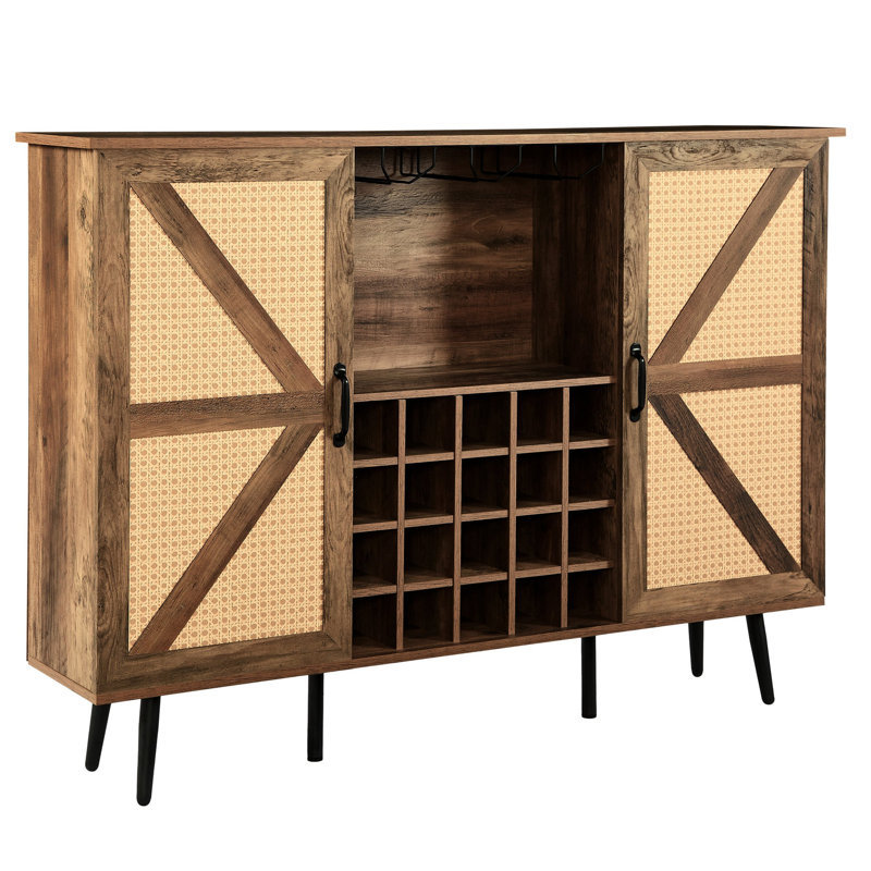Armoire à vin avec 20 compartiments de rangement et armoires latérales