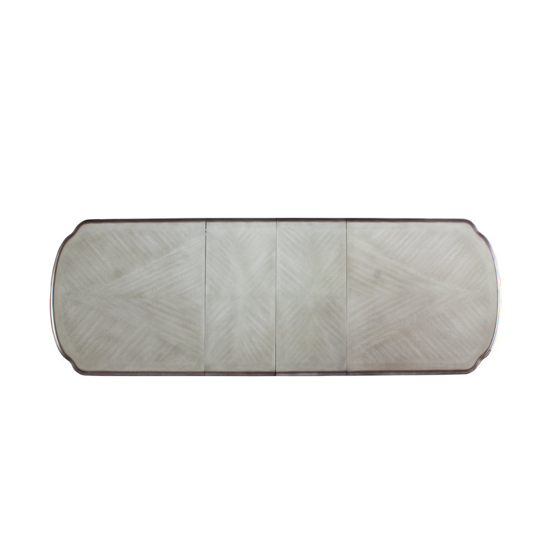 Table de salle à manger extensible rectangulaire rétro avec finition antique, motifs floraux surélevés, plateau en bois massif, base à tréteaux, pieds à griffes, 2 rallonges de 21 po, profondeur 46, largeur 136, hauteur 31, poids 291 lb