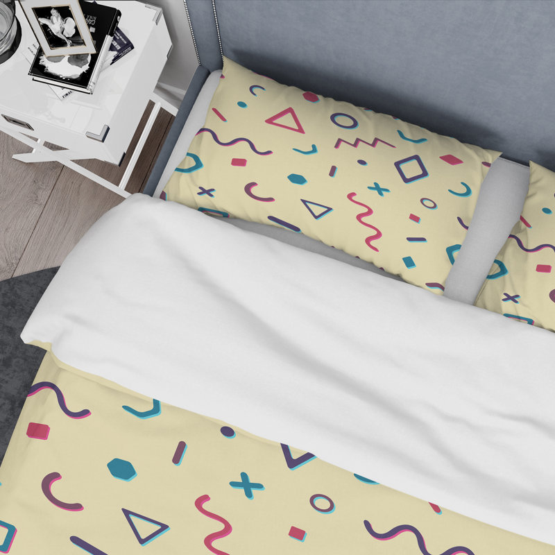 Cream Retro Abstract Mid-century Modern Full/Queen Bedding Set