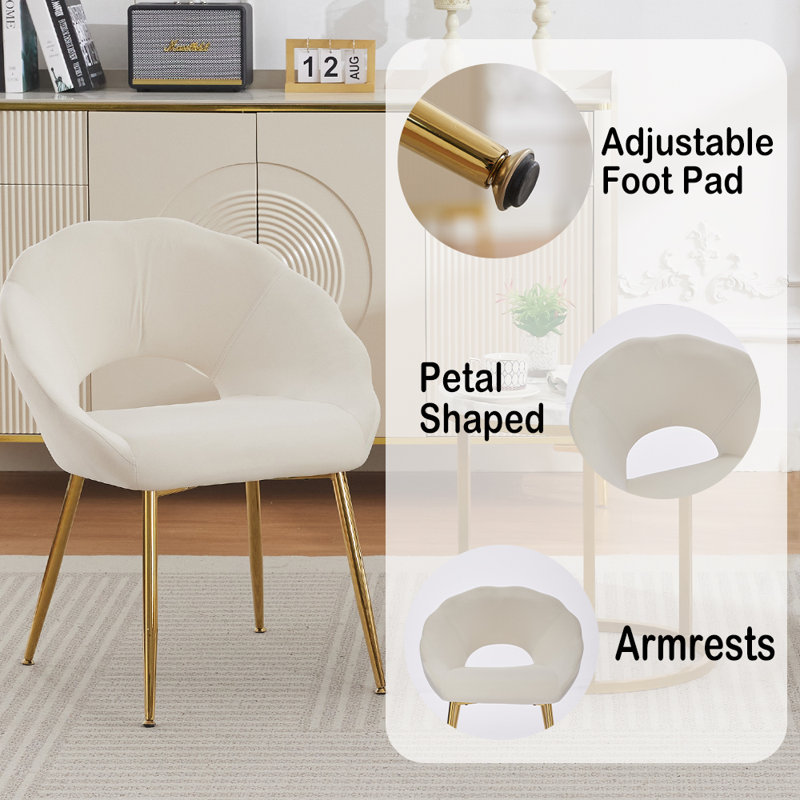 Chaise rembourrée avec dossier à accoudoirs, Beige