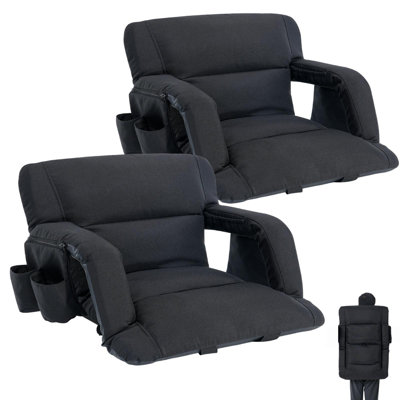 Wide Stadium Seats With Back Support Armrests And Comfy Cushion For Sport Events Camping