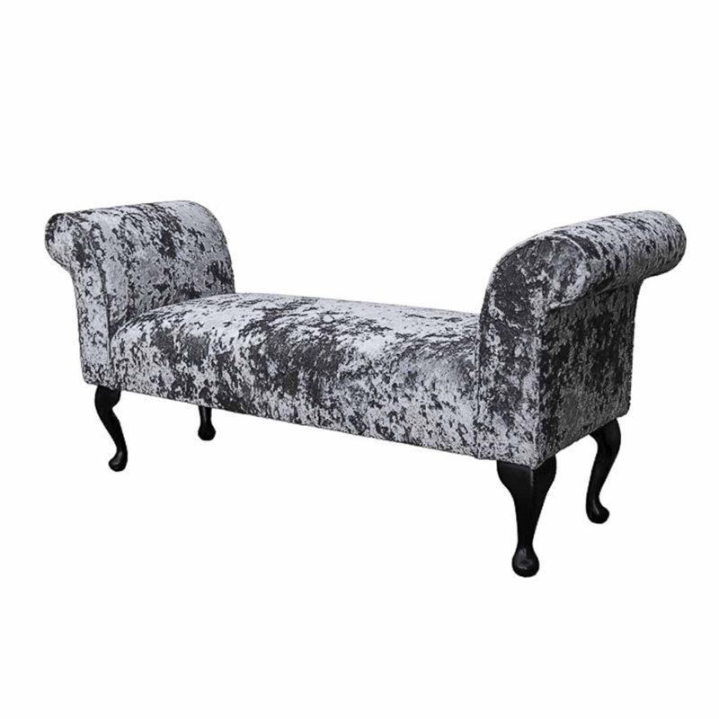 Upholstered Storage Bench, Green, Abstract