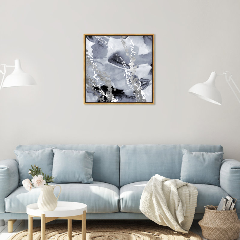 «Even More Love Silver», reproduction d'impression sur toile tendue, H 40 po x l 40 po, Cadre flottant doré