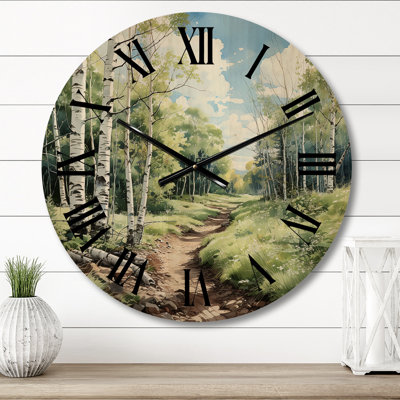 Birch Woods Whispering Winds XII - Forest Oversized Wood Wall Clock