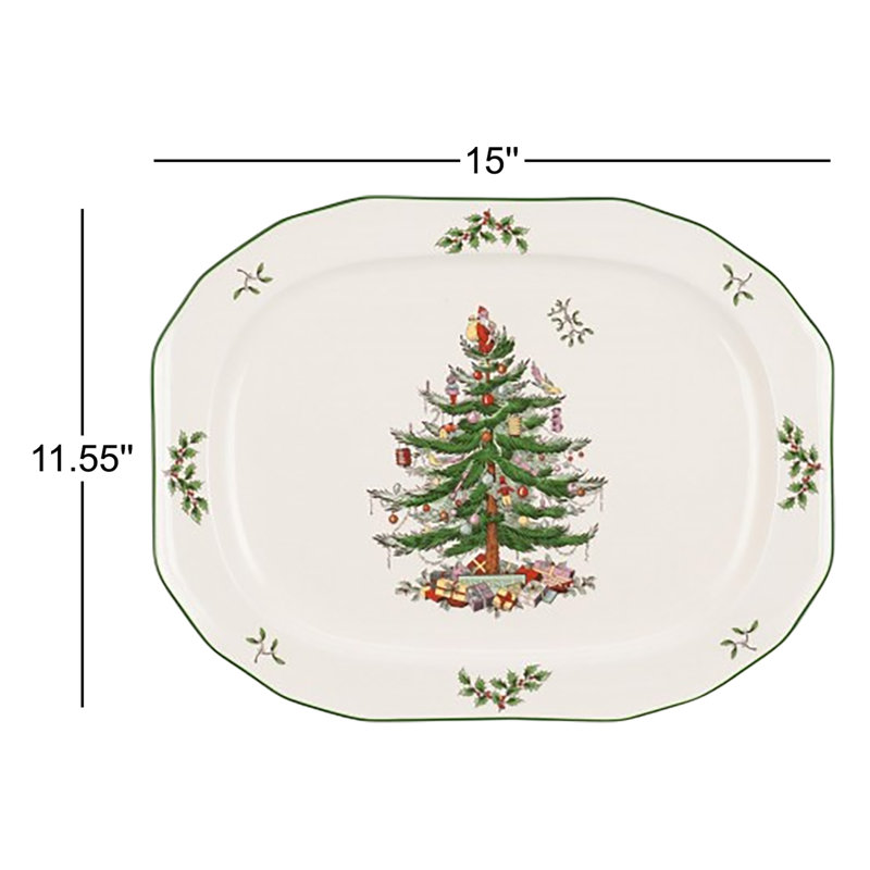 Spode Christmas Tree Sculpted Octagonal Platter