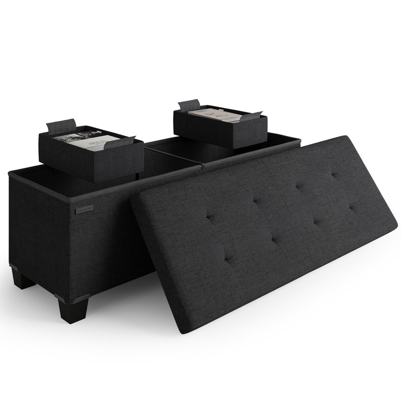 Banc de rangement avec repose-pieds Vérrant, 15"H x 43"W x 15"D, Black