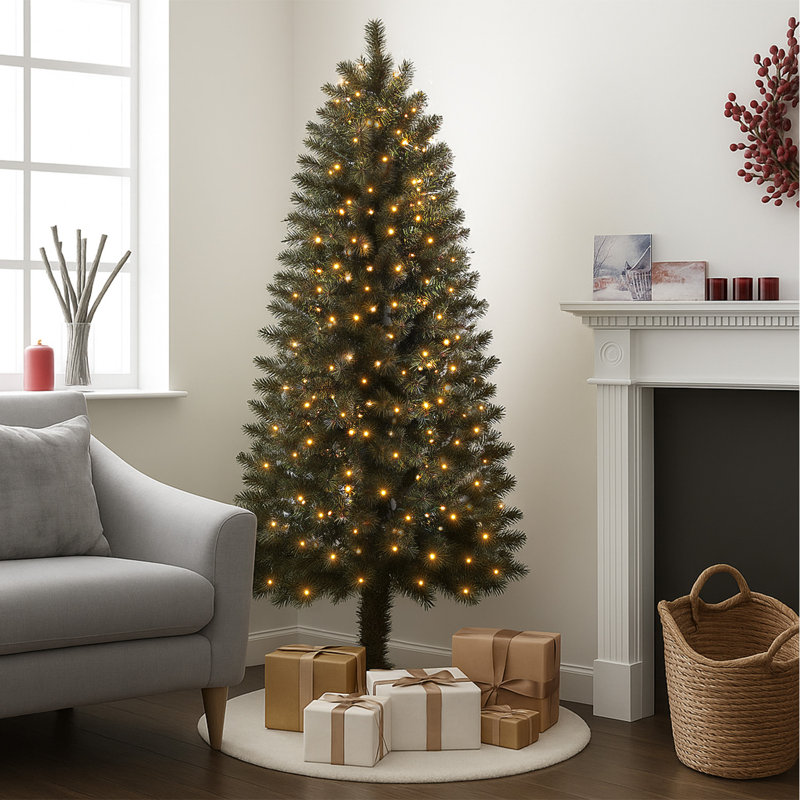 LED Lightup Half Christmas Tree, 6.89' H